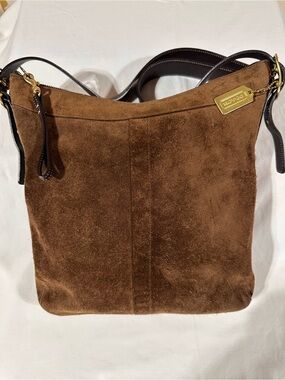 Vintage Coach 9234 Legacy Brown Suede Shoulder/Messenger Bag.